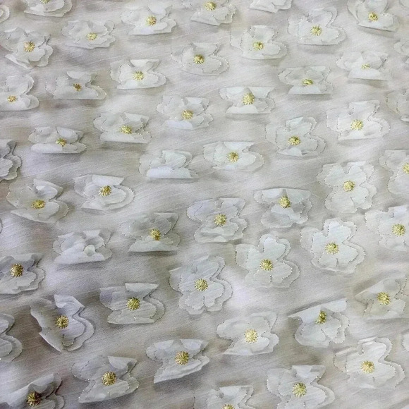 Tricot Chic Womens Ivory Gold Abito Flower Lace Textured Flare Mini Dress Size 6 - Picture 7 of 12